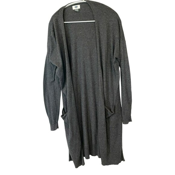 Old Navy Longline Cardigan Sweater Open Front Extra Long Gray Size Women's Large - Picture 1 of 12
